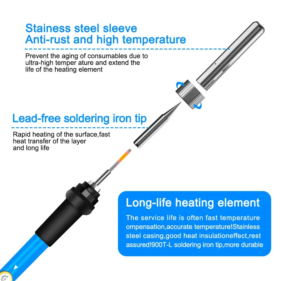 electric soldering iron 60W Adjustable Temperature Welding Solder Rework Station Heat Pen Tips Electric Soldering Iron for Repairing by BeBosLook
