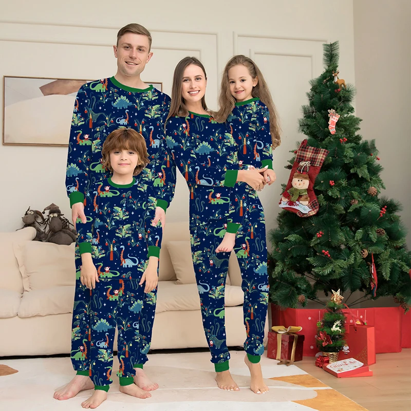 Pijamas a juego para Navidad, conjuntos familiares, Año Nuevo 2023, padre, madre, niños, dinosaurios, aspecto familiar, ropa de dormir, pijamas, conjuntos de ropa