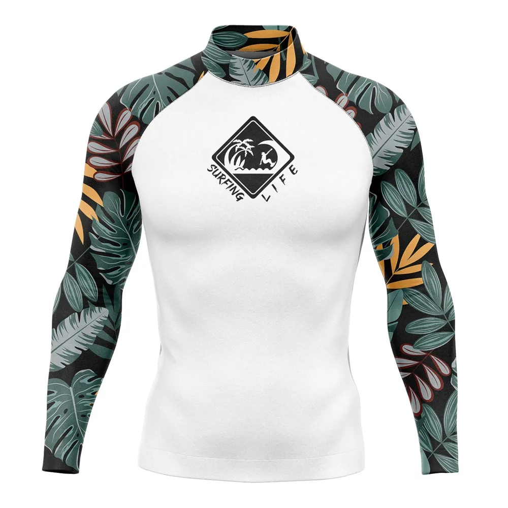 Rash Guard Men's Summer Long Sleeve Surfing Shirts Traje De Baño Hombre Beachwear Go Pro Performance Quick Dry Swimming Shirts