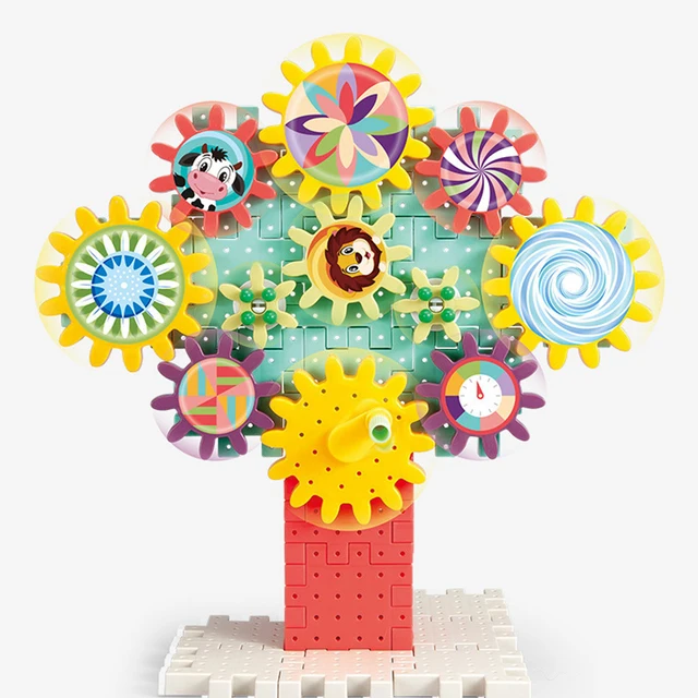 Kids 3D Plastic Gear DIY Jigsaw Puzzle Blocks Fun Mushroom Nails Jigsaw Puzzle Will Spin Puzzle Montessors Toys Boys Girls Gifts 6