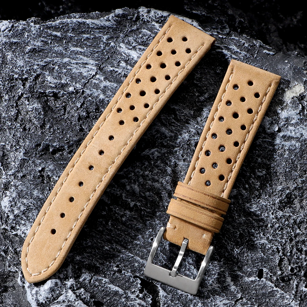 Vintage Calfskin Leather Watchband - Breathable Strap