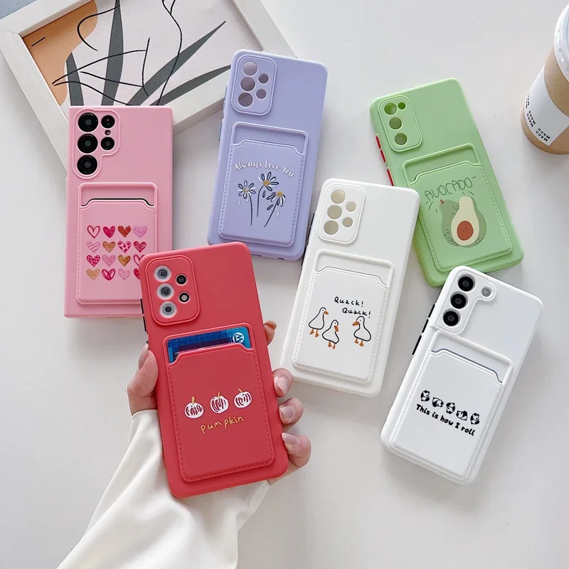 

Card Slot Holder Pocket Phone Case For Samsung Galaxy S22 S20 S21 Plus Ultra S20 Fe Fan Edition Note 10 Plus Note 20 Ultra Cover