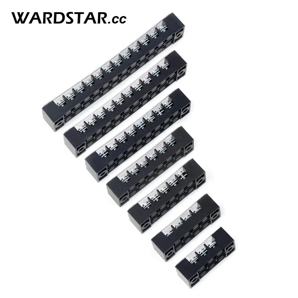 3/4/5/6/8/10/12 Positions 600V 15A Dual Rows Covered Barrier Screw Terminal Block Strip wire connectors din rail terminal block