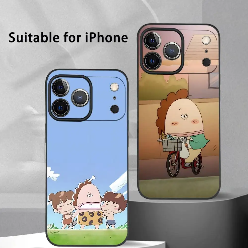 Adorable Anime-Inspired Black Frosted Soft Phone Case