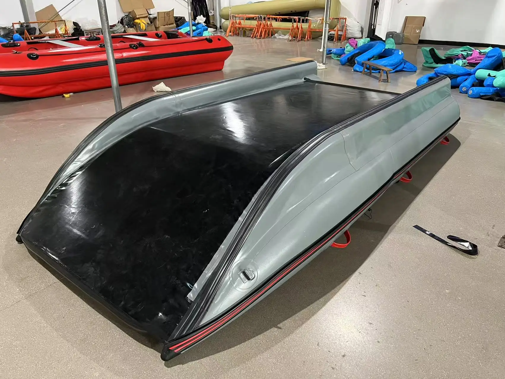 트루 킷 스타일 450x200cm 하이팔론 PVC 접이식 안정적인 풍선식 쌍동선 딩기 미니 카트 보트 6인승