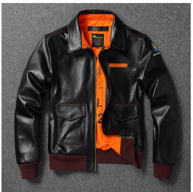 Men Leather Jacket YR!s.EastMan Classic A-2 Horsehide Vintage Us Air Force Leather Jacket