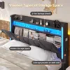Queen Bed Frame with 4 Storage Drawers, Headboard and Storage, LED with Charging Station, No Box Springs Needed, Bed Frame 5