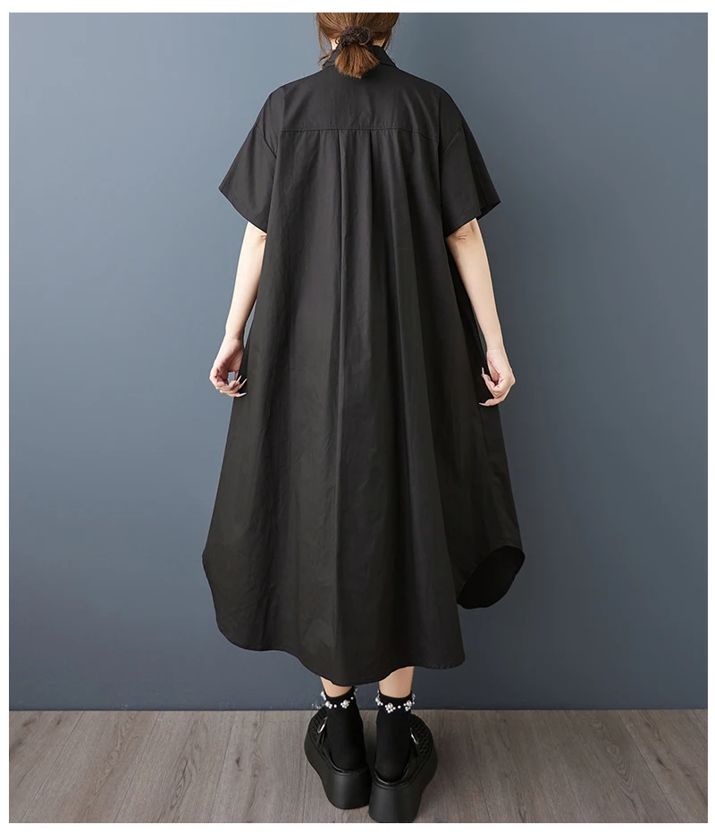 Tannt Women Dress Mesh Patchwork Color Matching Shirts Dresses Irregular Fashion Black White Summer Long Dresses 2025 New