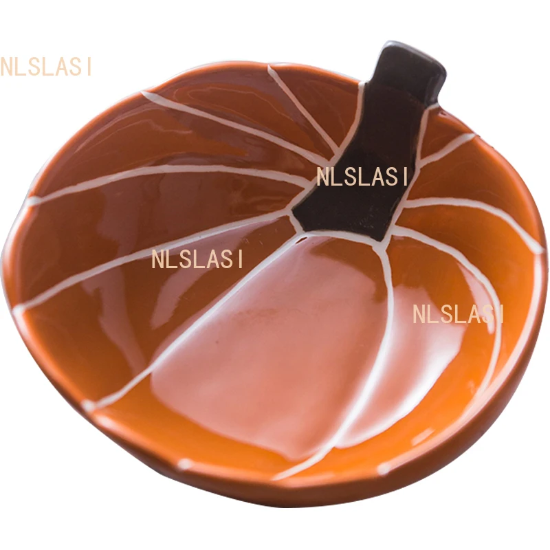 1pcs Ceramic Breakfast Bowls Cute Household Pumpkin Tableware Baby's Complementary Food Bowl Underglaze Colour Rice Washing Bowl