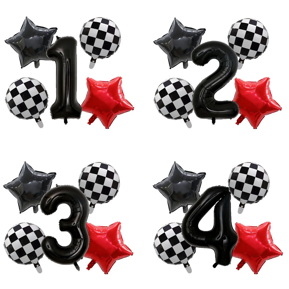 5pcsRaceCarBalloon40InchRacetrackNumberBalloon2BlackBaby