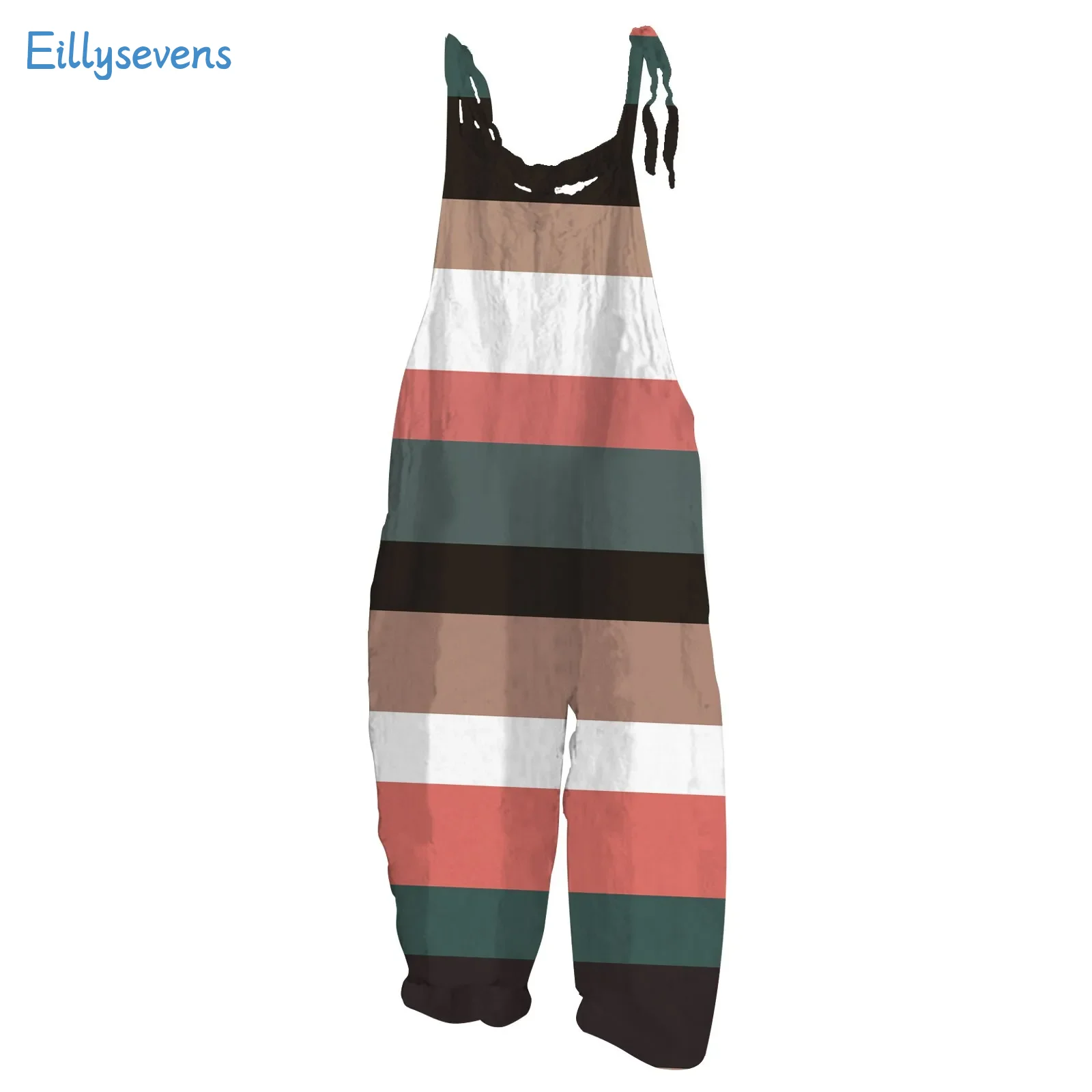 

Women'S Retro Jumpsuits Fashion Trend Classic Sunflower Striped Print Summer Loose Rompers Causal All-Match Strap Jumpsuits