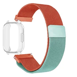 Milanese Mesh Strap with Case Screen Protector - Premium Watchbands Bracelet Accessories for Redmi Watch 5 Active (PGrTr)