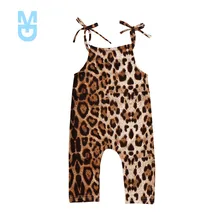 

New 2022 Brand Lovely Girl Summer Rompers Playsuit Clothes Outfits One-Piece Sleeveless Leopard Jumpsuit Sunsuit Belt Clothes