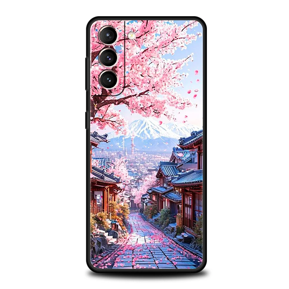 Japanese Temple & Cherry Blossoms Phone Case - Soft TPU