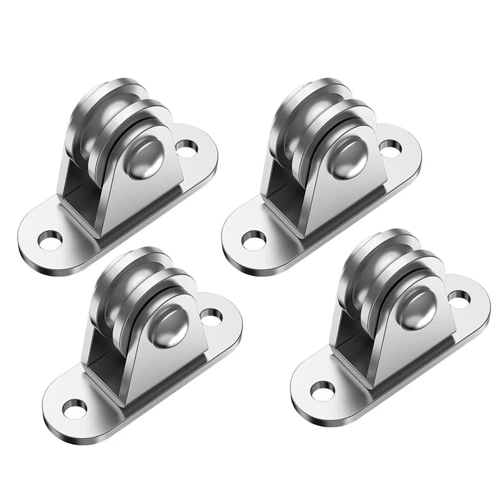 2/4Pcs Bearing Silent Wheel with Mounting Screws and Expansion Pulley Block Kit Loading 176 Lb for Sliding Gate and Wire Rope