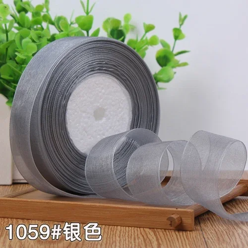 High-Density Organza Satin Ribbon for Crafts and Decoration, 15mm Width, 45 Meters