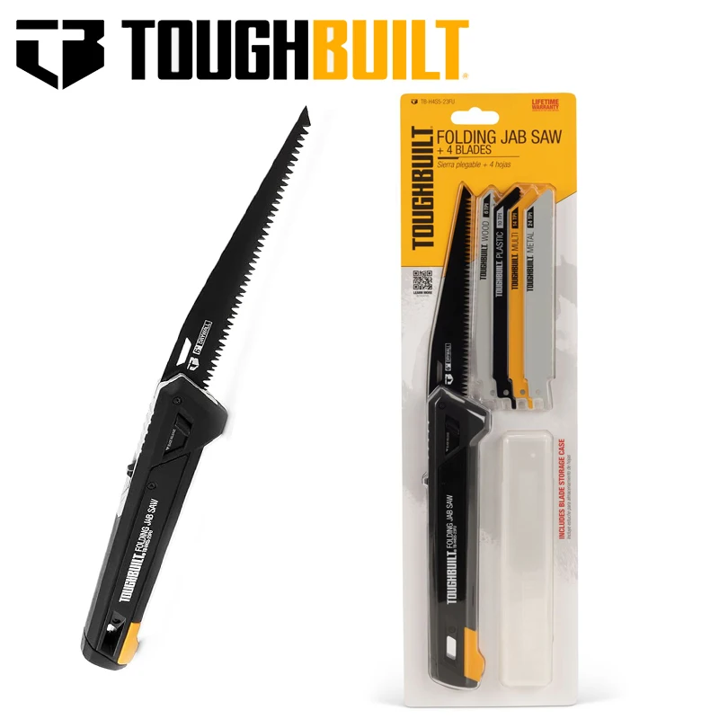 TOUGHBUILT TB-H4S5-23FU 접이식 턱 톱, 플라스틱 멀티 금속 목재 왕복 톱, 보관 케이스 수공구, 블레이드 4 ...