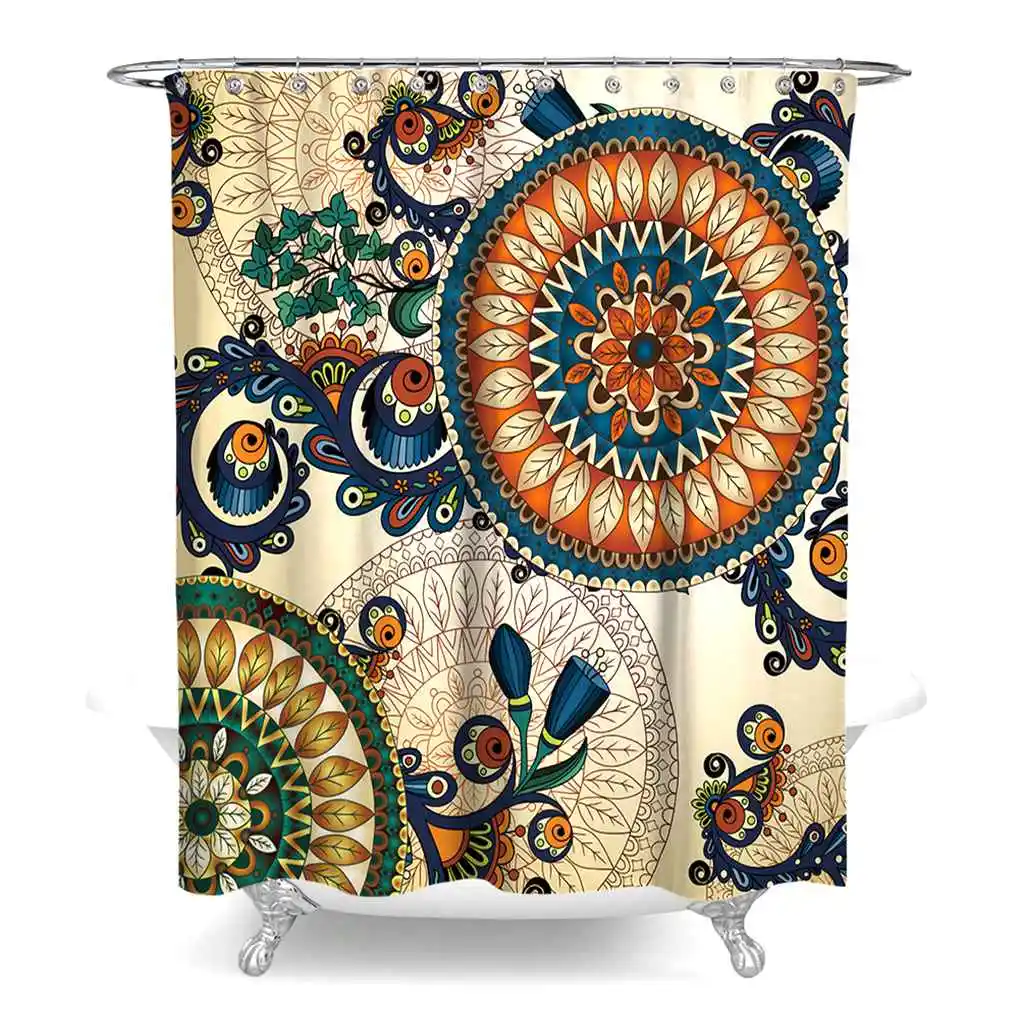 

Bohemia Printed Waterproof Polyester Fabric Curtain Bathroom Shower Curtains Home Decorative Anti-bacterial Curtain