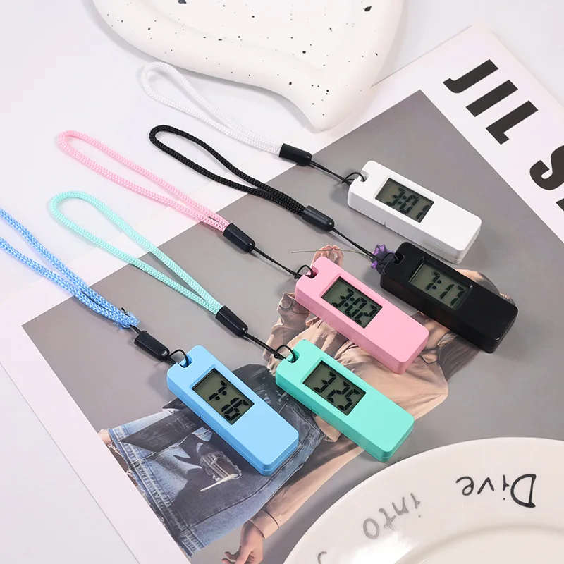 Luminous LED Keychain Pocket Watch  Mini Silent Electronic Clock LCD Digital Display Portable Student Exam Study Desktop Watch