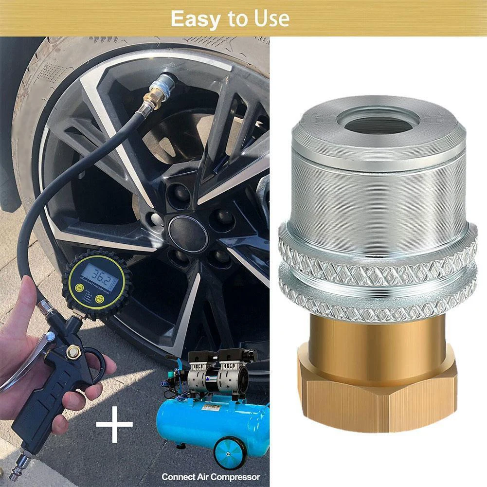 1/2Pcs Lock On Air-Chuck 1/4NPT Closed Flow Brass Tire Air-Chuck For Inflator Gauge And Air Compressor Tire Repair Tools
