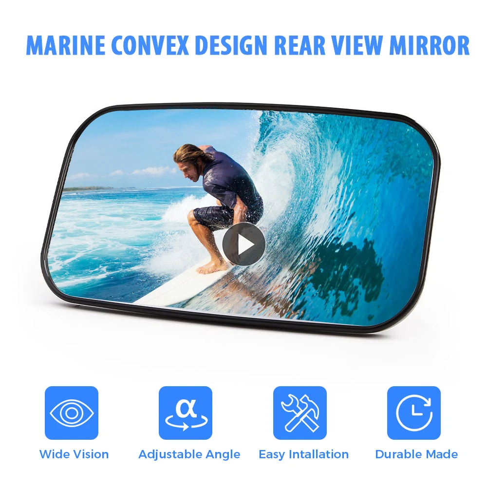 Boat Accessories Marine Mirror Universal Rear view Mirrors for Ski Boats Pontoon Boat Water Sport Watercraft Surfing 2pcs boat parts accessories universal outboard motor water flusher rectangular ear muff cups for marine boat