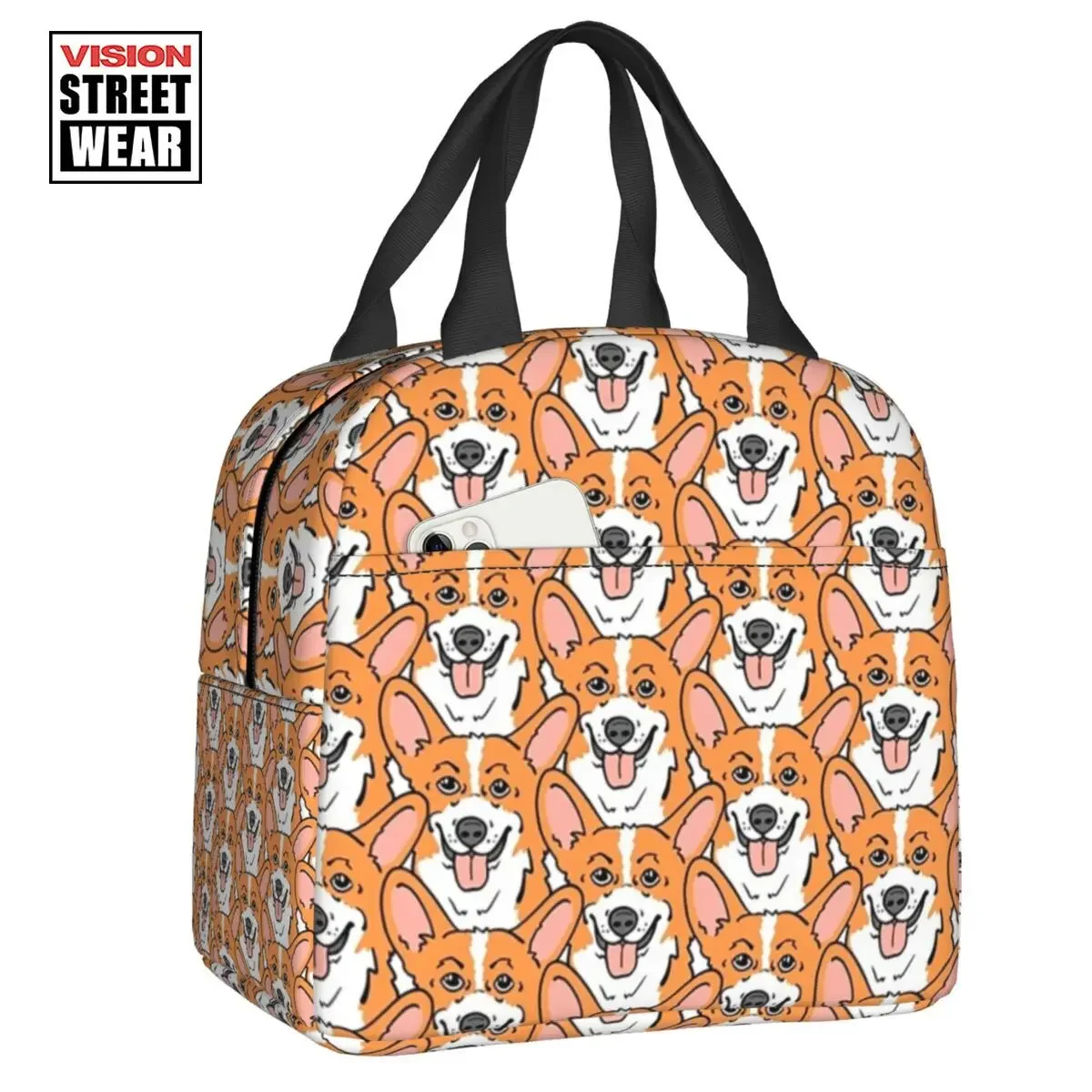 

2023 New Welsh Corgi Dog Pattern Thermal Insulated Lunch Bag Kawaii Puppy Lunch Container For Outdoor Camping Storage Food Box