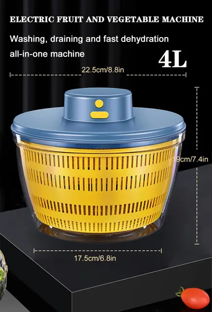 Centrifuga Per Insalata Elettrica Ricaricabile USB - Asciugatura Rapida, Ciotola Grande, Ideale Per Lattuga E Verdura - Foto 13