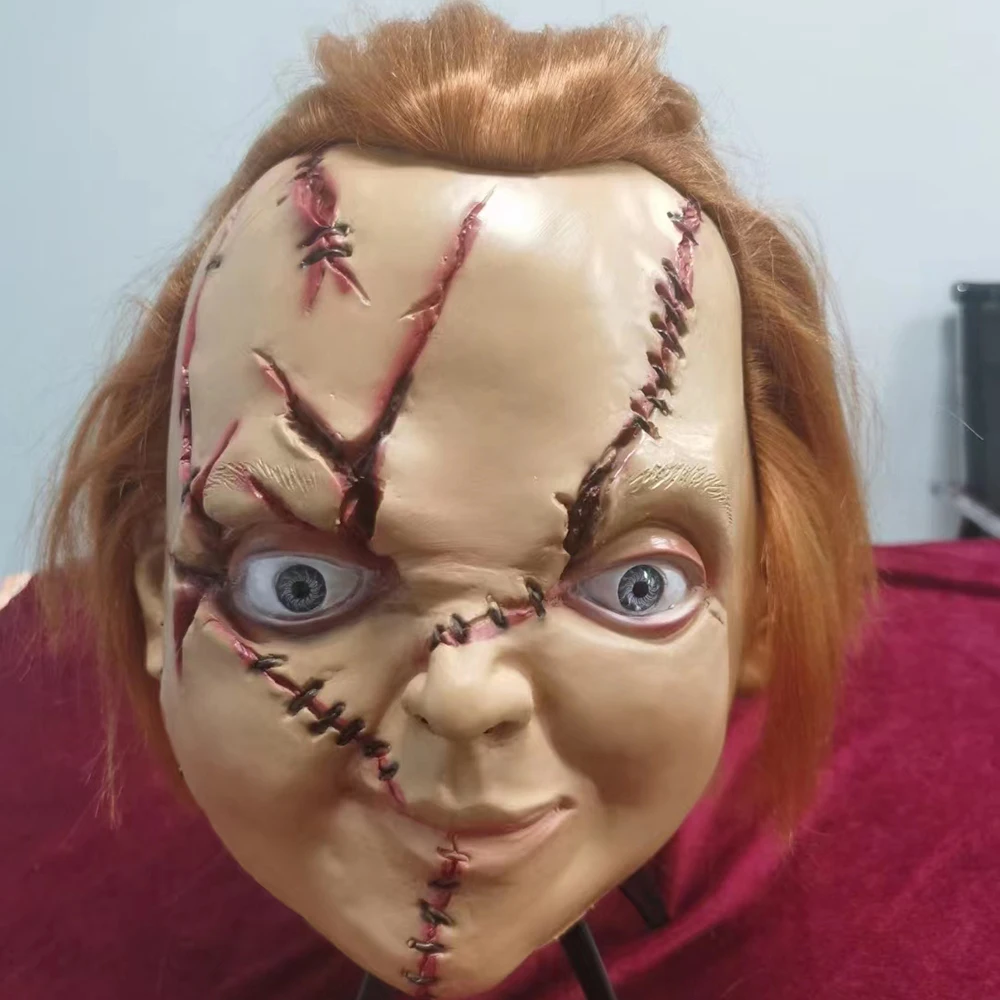 

Halloween Horror Movie Good Guy Chucky Mask with Hair Monster Masquerade Latex Props Deluxe Novelty Costume Party Full Head Mask