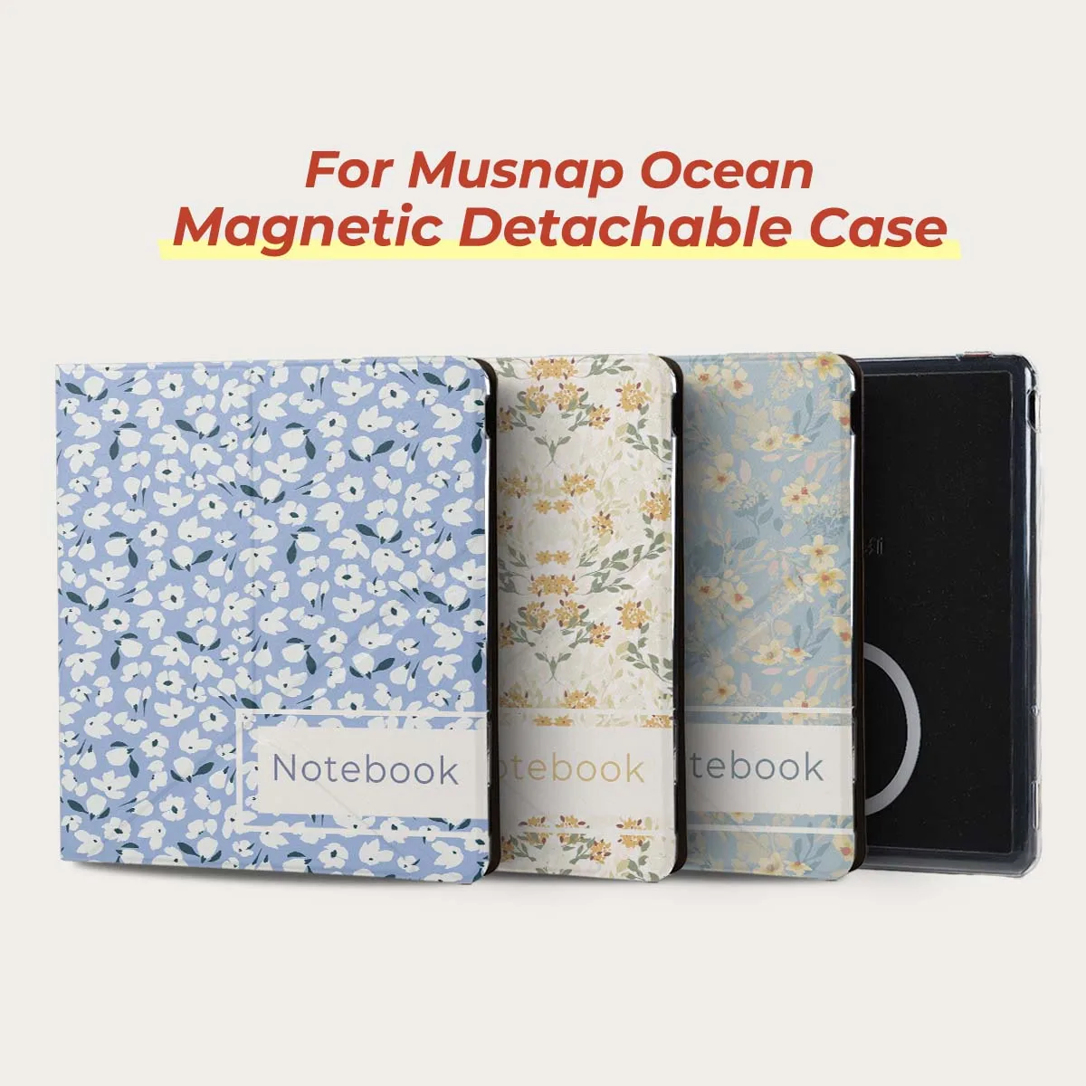 Twosheep Magnetic Detachable Case with Auto Sleep/Wake - Small Fresh Floral Design, 7 Inch