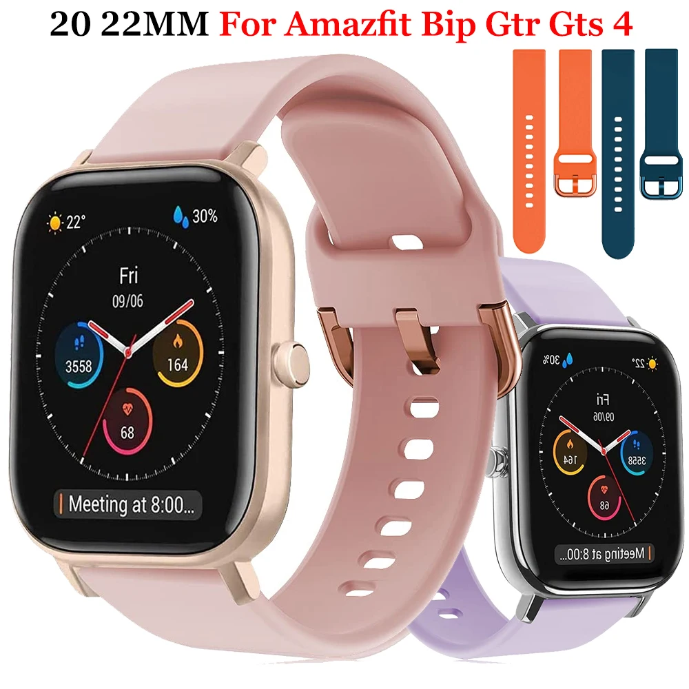 

20mm 22mm Strap for Amazfit Bip Gts/2/3/4/2E/mini/GTR 4/3 Pro/47mm Silicone Wrist Bracelet Watchband Galaxy watch 5/4/44MM/40MM