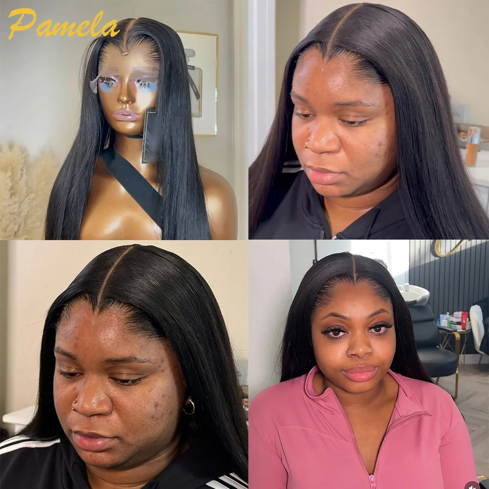 Lagos Hairline 13x6 Invisible Lace Front Wig Human Hair Silky Straight with Bleached Knots Brazilian Hair Glueless Wig For Women