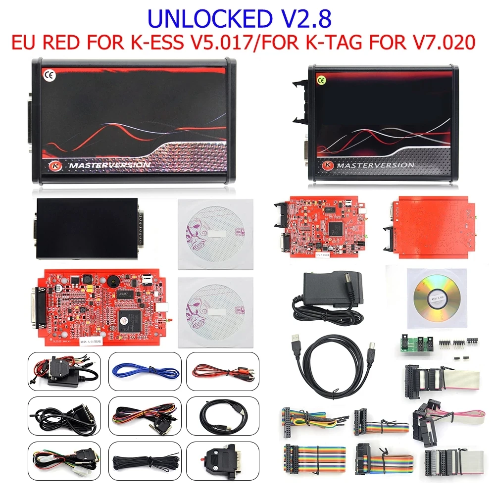 

Online 2.80 EU Red For Ke-ss V5.017 OBD2 Manager Tuning Kit For KESS KTAG V7.020 4 LED BDM Frame 22pcs Adapters ECU Programmer
