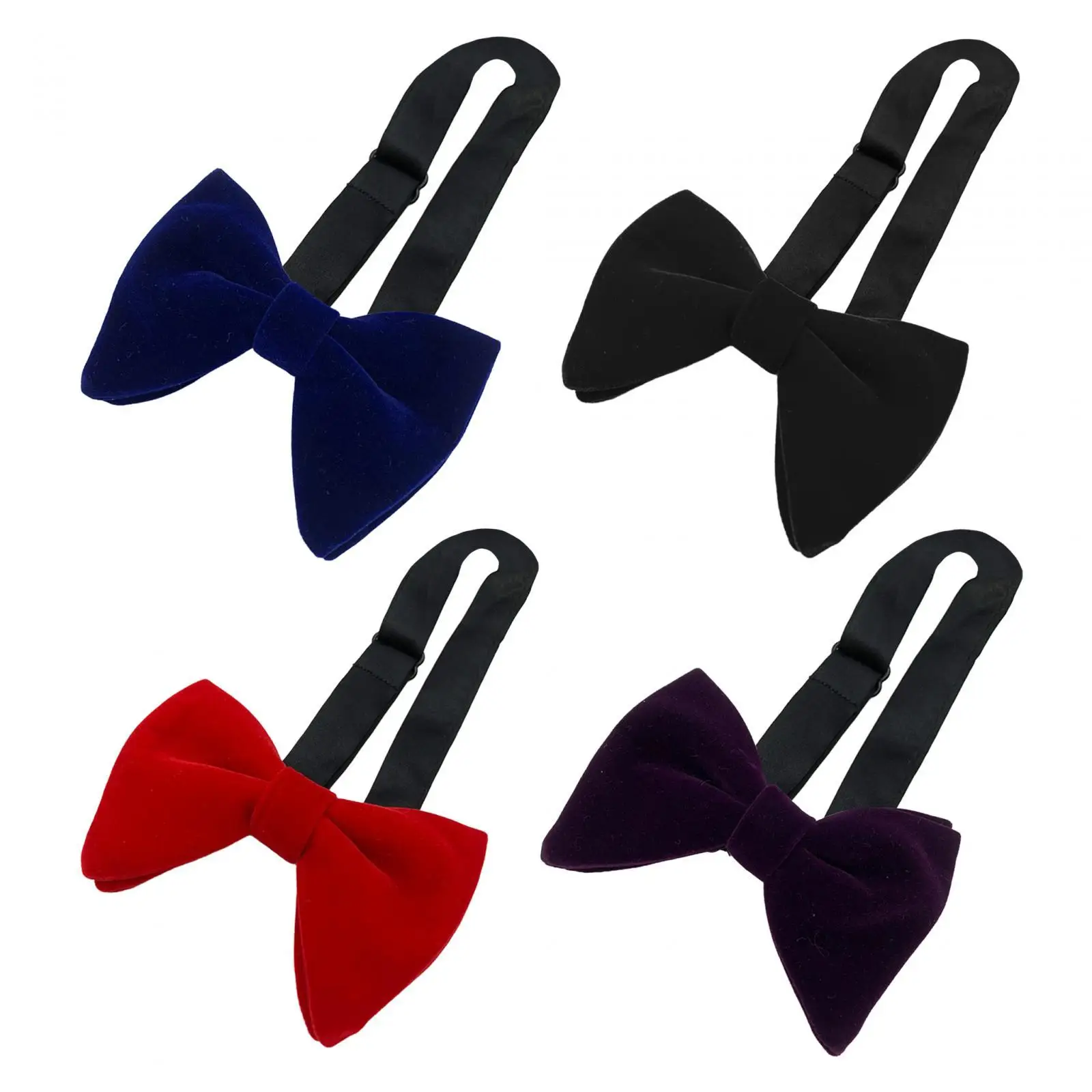 Men`s Velvet Bow Tie Adjustable Bowtie for Adults Necktie Elegant Pre Tied Big Bow Tie Oversized Bow Tie for Wedding Tuxedo