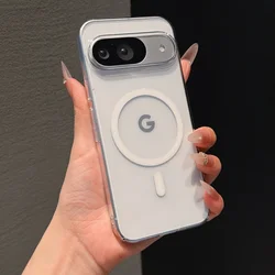 MagSafe - Compatible Transparent Magnetic Wireless Charging Case - Slim PC Acrylic Cover - Google Pixel 10a (Magnetic White)