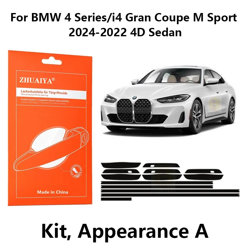 

Защитная пленка ZHUAIYA для красок дверной ручки, ТПУ PPF для BMW 4 серии/i4 Gran Coupe M Sport 2024-2022 4D Седан