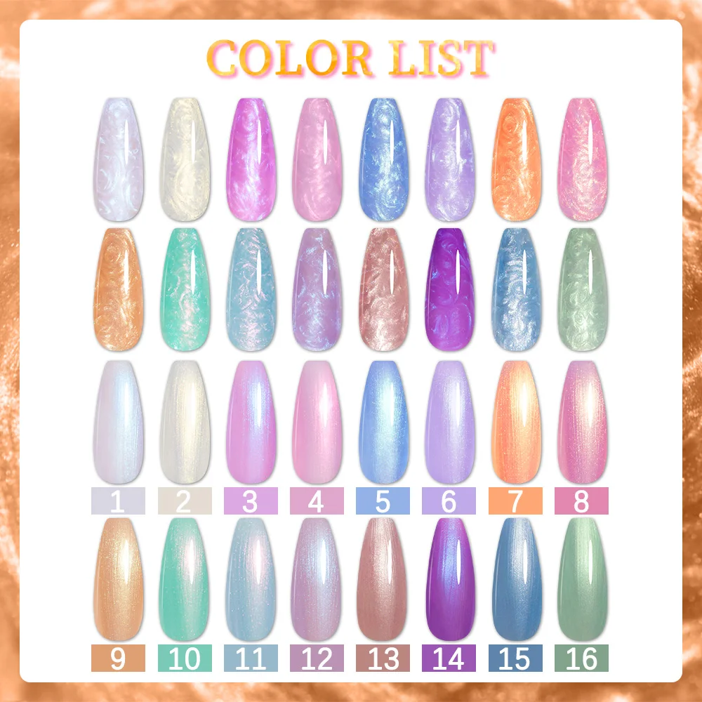 MIZHSE 10ml 9D Cat Magnetic Thread Shell Temperature Change Gel Nail Polish Glitter Pearl Effect UV Gel Polish Base Top Coat 2