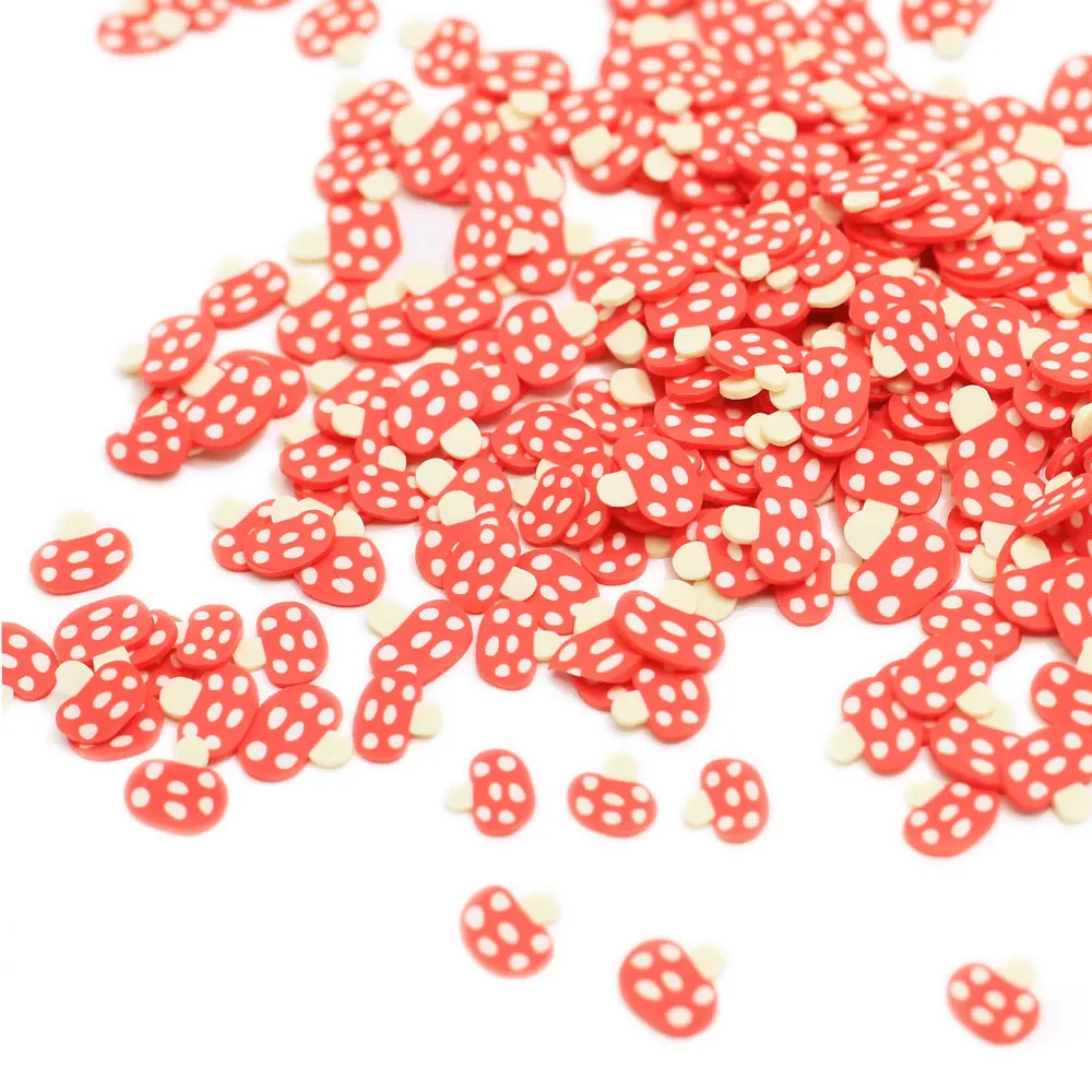 5mm Red Mushroom Slices Polymer Clay Sprinkles DIY Crafts Making Slime Filler Nail Arts Decoration