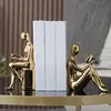 Heavy Book Ends For Shelves 2X Abstract Statue Design Book Stopper Anti-Slip Ceramic Books Storage For Bookcase Kitchen Cookbook 1