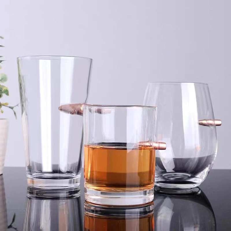 Creative Whisky Glass with Bullet Rum Bar Crystal Cup Studded Warhead ...