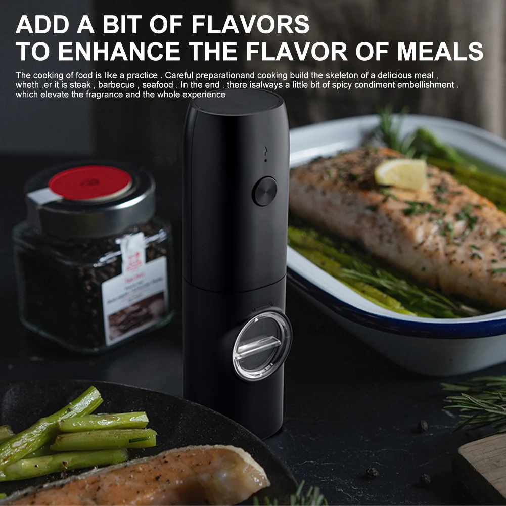 

Electric Salt and Peper Grinder USB Rechargeable Handheld Pepper Grinder 5-Level Adjustable Coarseness Salt Mill Kitchen Tool