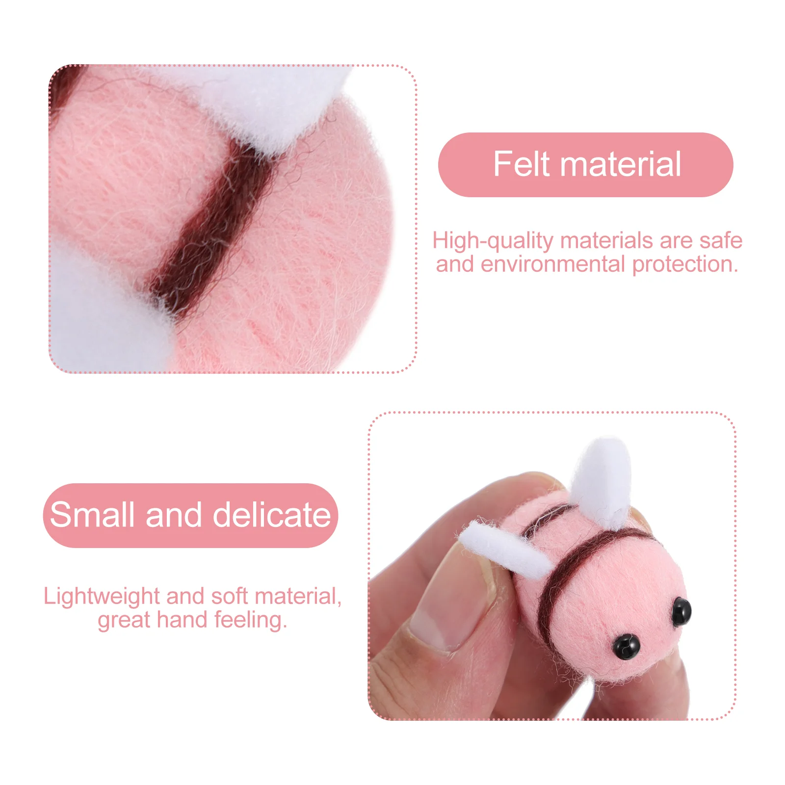 20 PCS Decorative Bee Craft Ball Wool Felt for Clothing Supplies Scrapbooking Child