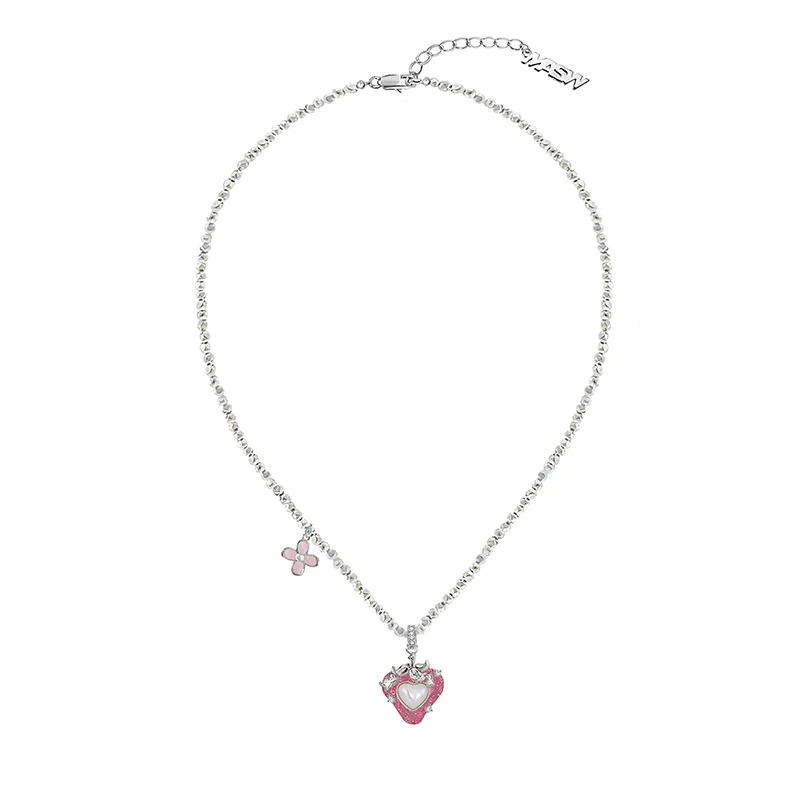 MASW Original Design Fashion Jewelry Spring Summer Style Lovely Pink Strawberry Pendant Necklce For Women Girl Party Gift