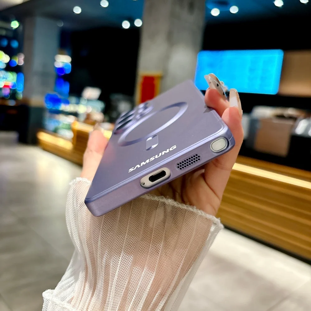 Enhanced Metal Paint Silicone Phone Case with Full Camera Lens Protection - Soft and Thin Design for Magsafe Compatibility