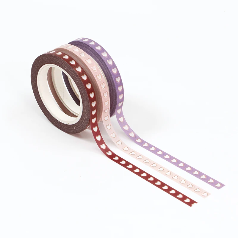 

New 1PC 15mm*10m Gold Foil Colorful hearts Decorative Washi Tape Scrapbooking Masking Tape Office Supply washi tape sticker