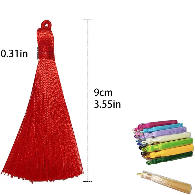 고리 원형 술 실크 프린지 앞머리 꽃 술 장식 공예, DIY 쥬얼리 홈 장식, 바느질 액세서리, 8cm, 5-10 개