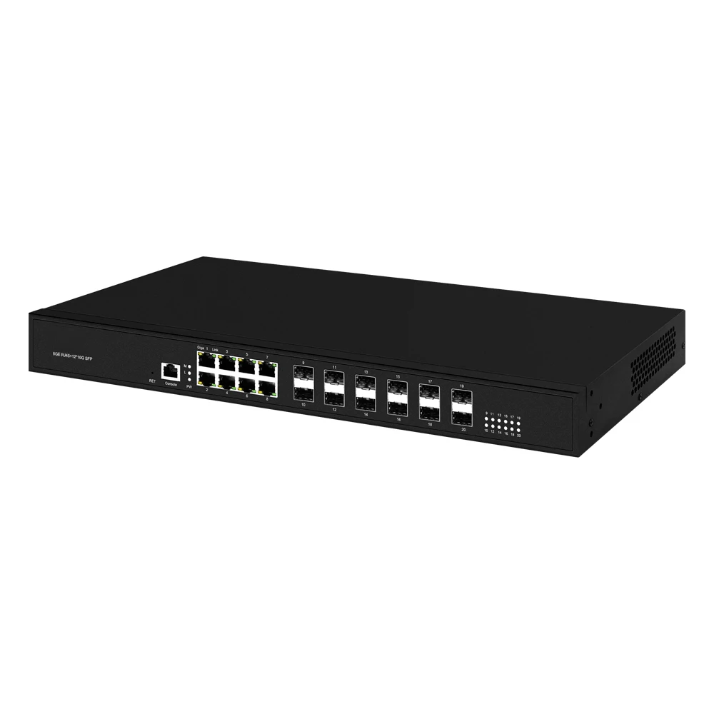 10Gbe SFP L3 관리 스위치, 8 기가비트 RJ45 포트, 12 포트