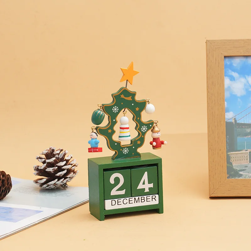 Festive Wooden Countdown Calendar with Santa and Snowman - DIY Tabletop Christmas Decoration