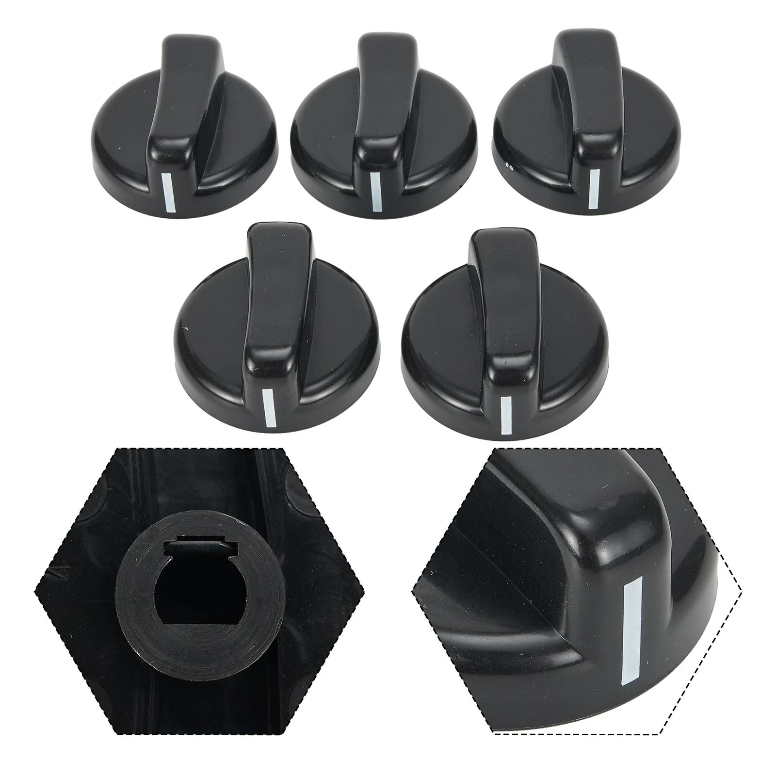Description Picture 3 of item5PCS Black Gas Stove Knobs Cooker Oven Control Switch Gas Cooker Accessories Assembly Button Stove Repair Accessories