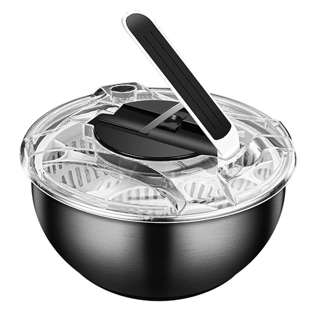 Electric Stainless Steel Salad Spinner Vegetable Washer with Bowl