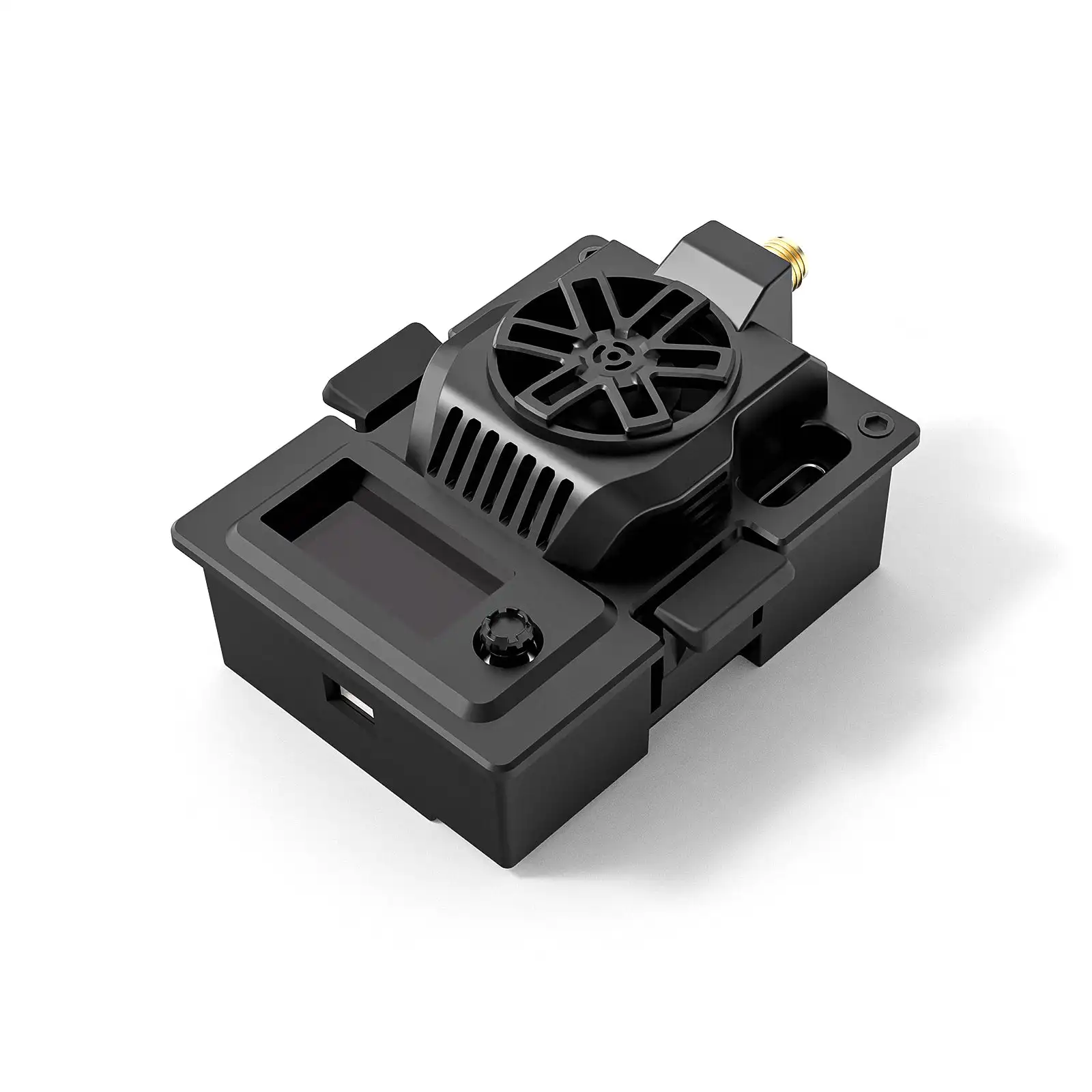Module Micro TX V2 ELRS 2W installé sur une radio FPV, assurant stabilité et portée maximale.